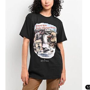 NWT New Brixton X Coors Collab Black "Brewed w/Rocky Mountain Water." T-Shirt